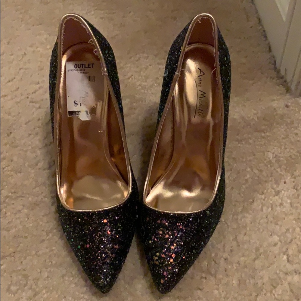 Blue sparkly heels.